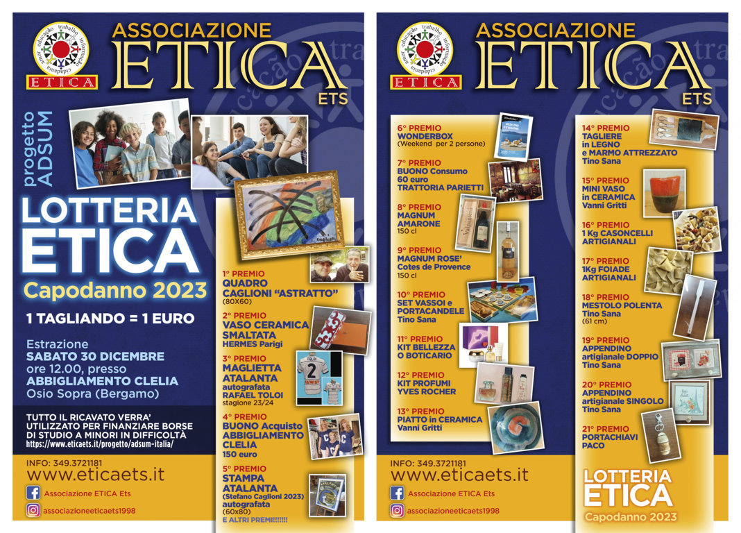 I BIGLIETTI VINCENTI DELLA LOTTERIA ETICA 2023!