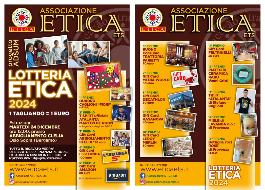 I BIGLIETTI VINCENTI DELLA LOTTERIA ETICA 2024!