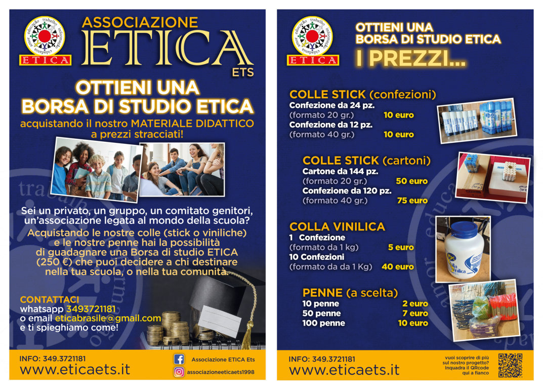 OTTIENI UNA BORSA di STUDIO ETICA  per la tua COMUNITA’